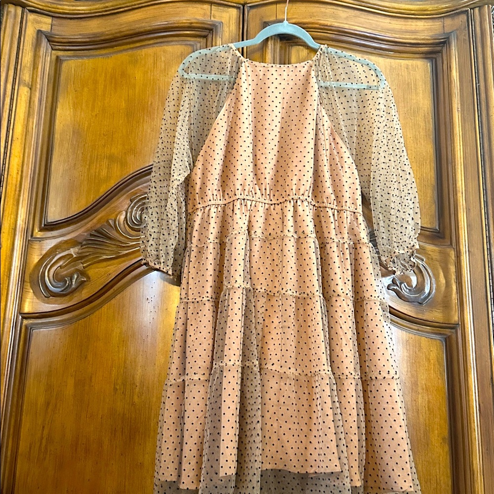 Nude Tulle Black velvet Polka Dot Romantic Retro Mini Dress
Size Large - Picture 11 of 11